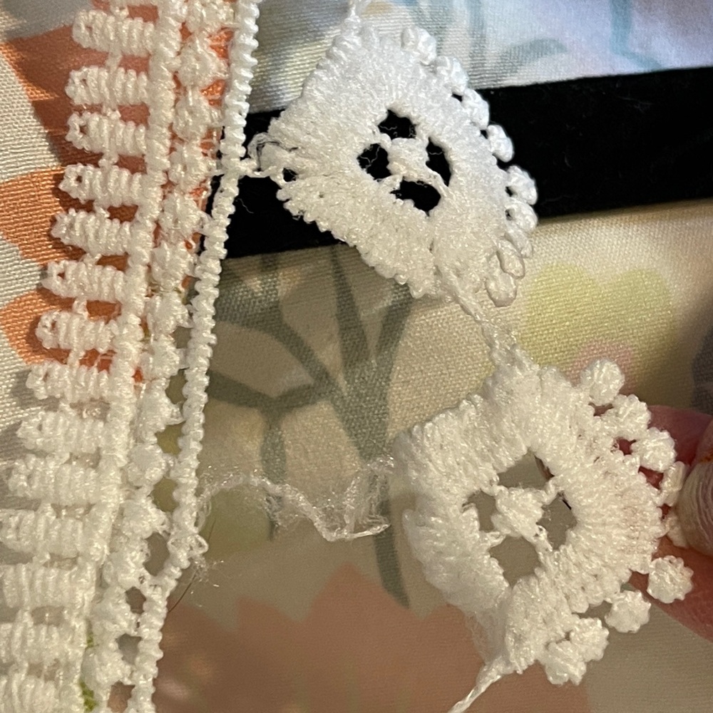 Boho White Babydoll Dress Floral V Neck Crochet Trim Cottagecore Small - Picture 4 of 8